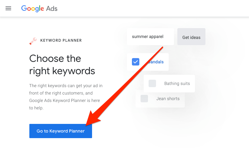 بر روی Go to Keyword Planner کلیک کنید.